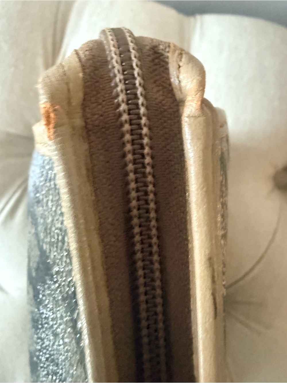 Vintage YSL Yves Saint Laurent Giraffe Print Taupe Gray Canvas Clutch Pouch - Picture 13 of 16